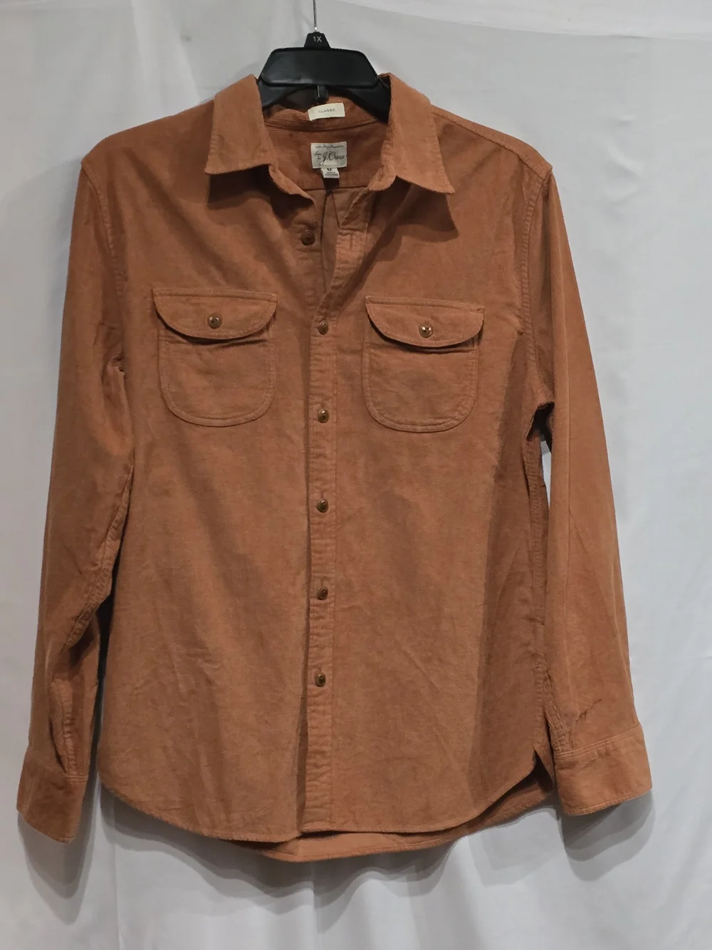 J.Crew Corduroy Men's Button-up Shirt Burnt Orange, Twin Chest Pockets M EUC